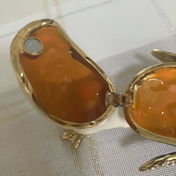 Vintage Black Gold White Penguin Figurine Trinket Box Crystalline Eyes &Wings - Picture 8 of 14